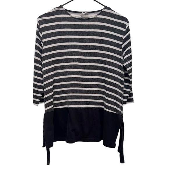 ASOS Sweaters - ASOS Black and White Striped Crew Neck Sweater Open Tie Sides Women’s Size 4